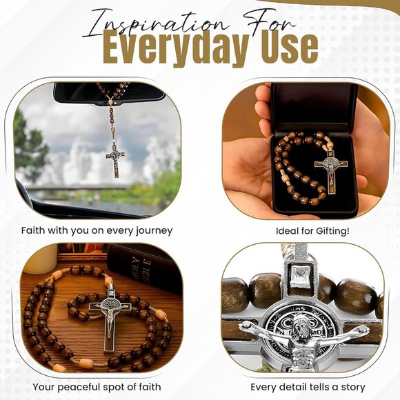 Catholic Rosary Necklace | Large Bead Italian Rosary, Christian Prayer Beads for - Picture 6 of 7